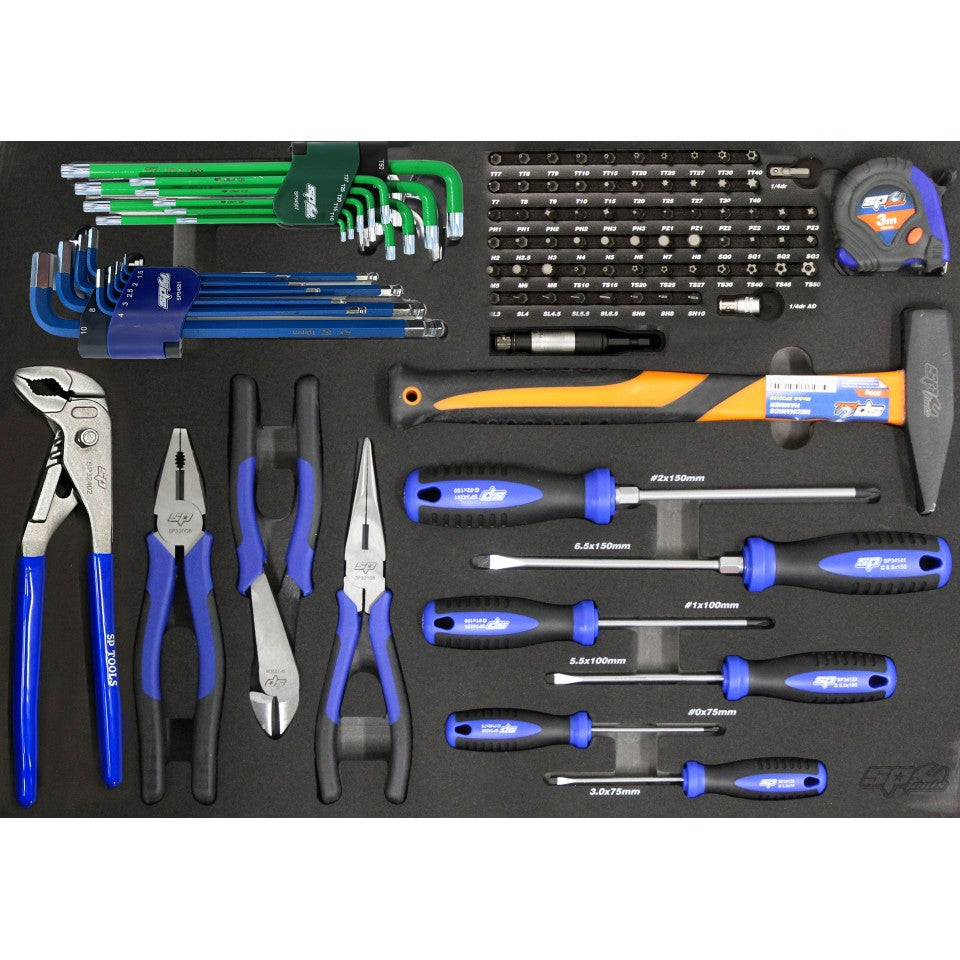SPtools CUSTOM SERIES VERKTØYVOGN 363 DELER MM og Tommer