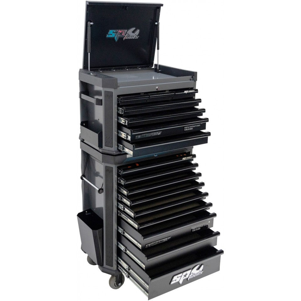 SPtools VERKTØYVOGN TECH SERIES 16 DRAWERS BLACK