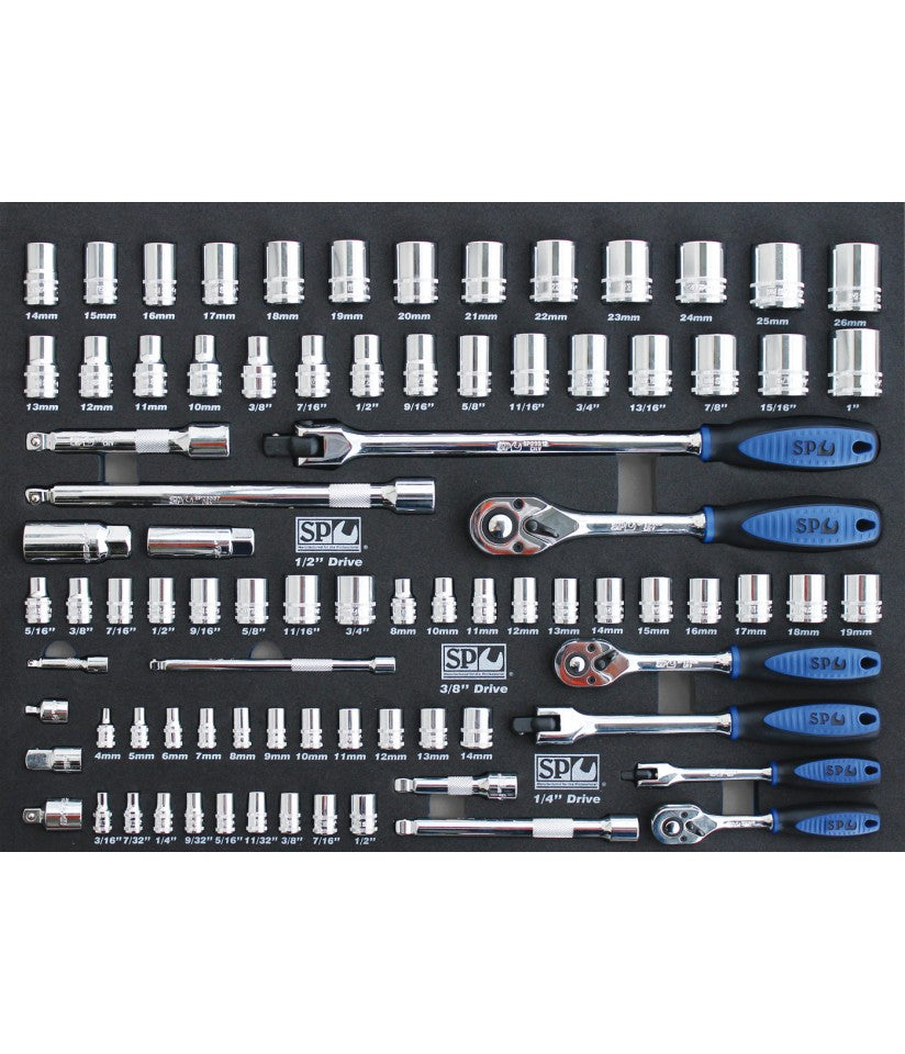 SPtools EVA TOOLKIT 84PC METRIC/SAE SOCKET & ACCESSORIES